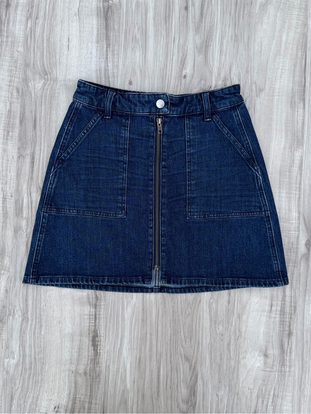 Madewell Dark Blue Denim Zip-Front Mini Skirt